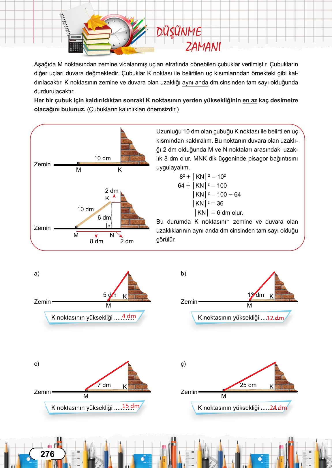 8. Sınıf Meb Yayınları Matematik Ders Kitabı Sayfa 276 Cevapları 8. Sınıf Meb Yayınları Matematik Ders Kitabı Sayfa 276 Cevapları