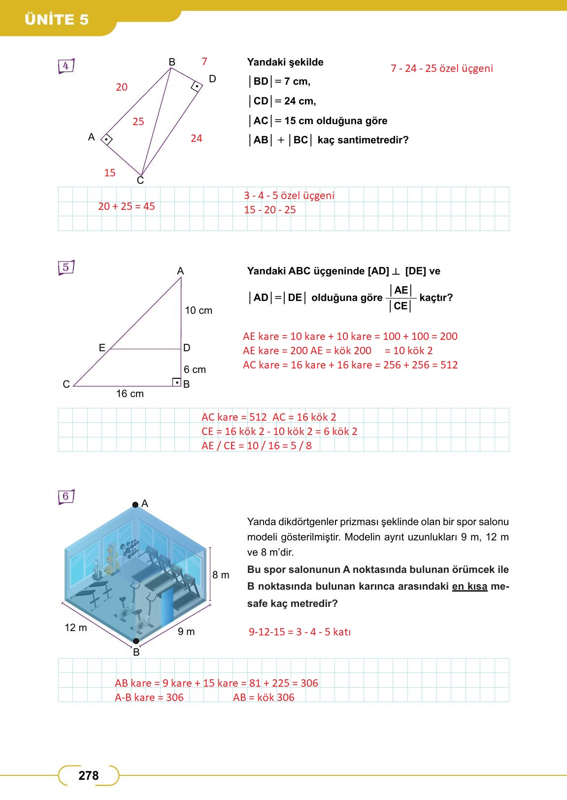 8. Sınıf Meb Yayınları Matematik Ders Kitabı Sayfa 278 Cevapları