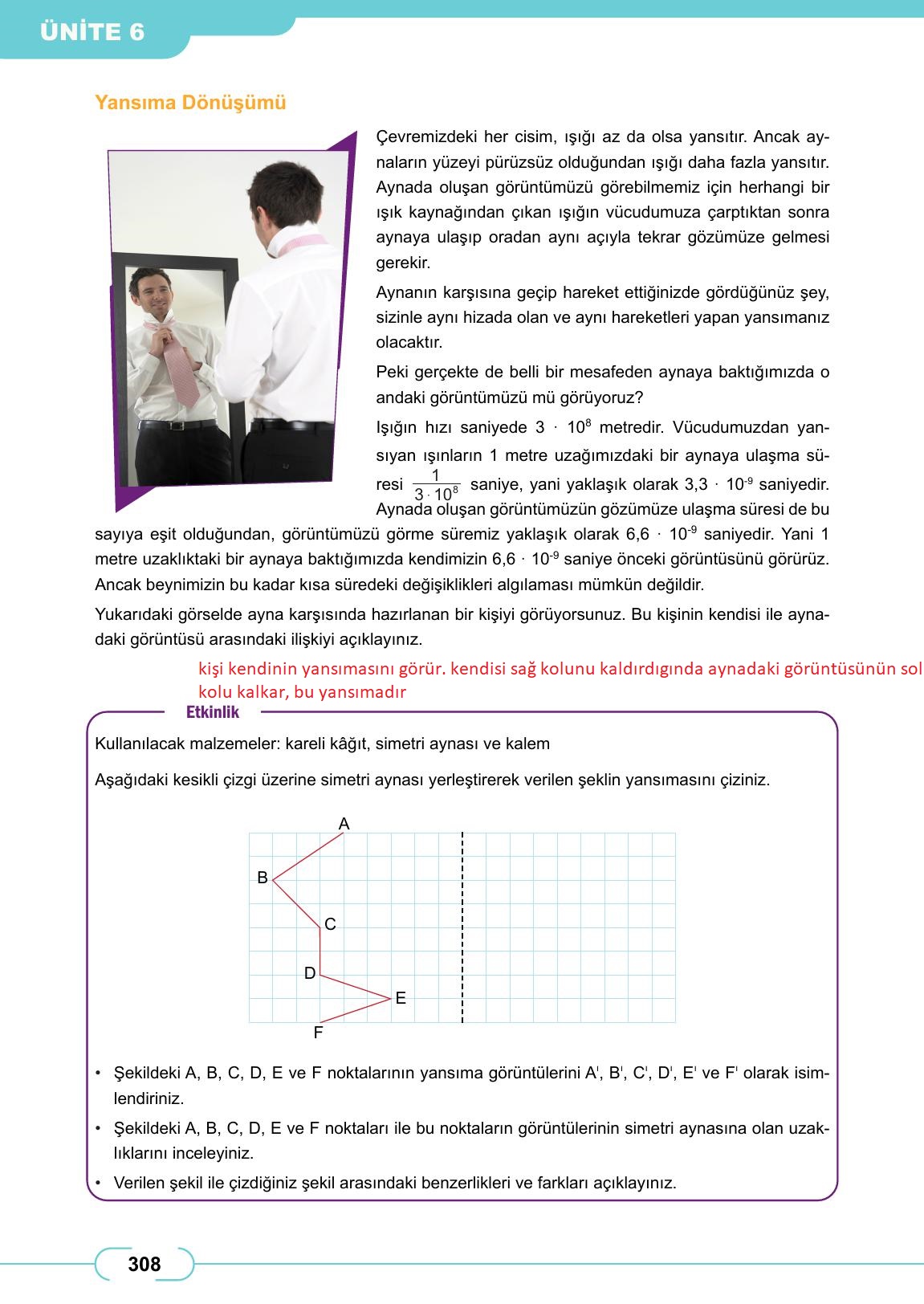8. Sınıf Meb Yayınları Matematik Ders Kitabı Sayfa 308 Cevapları