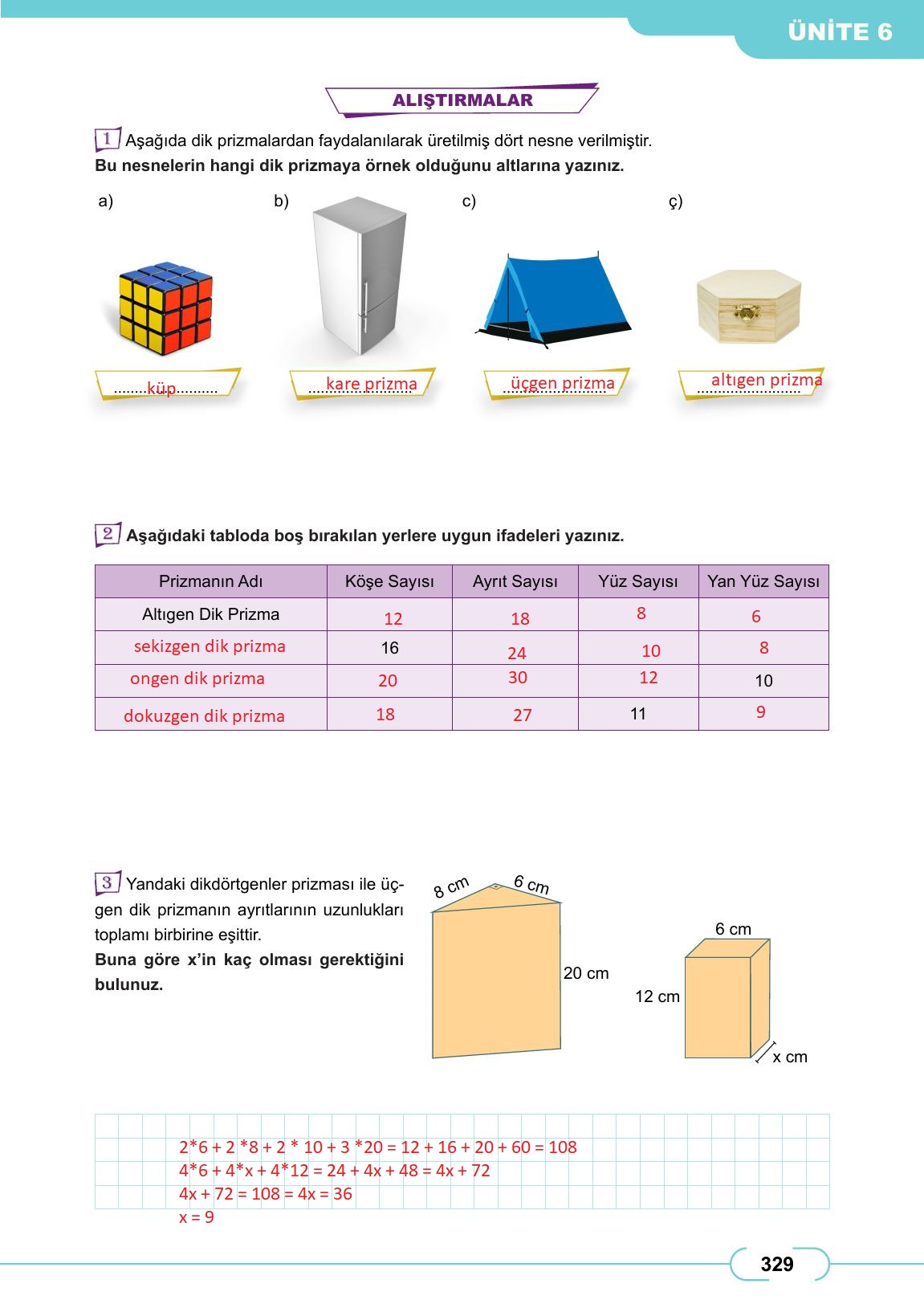 8. Sınıf Meb Yayınları Matematik Ders Kitabı Sayfa 329 Cevapları