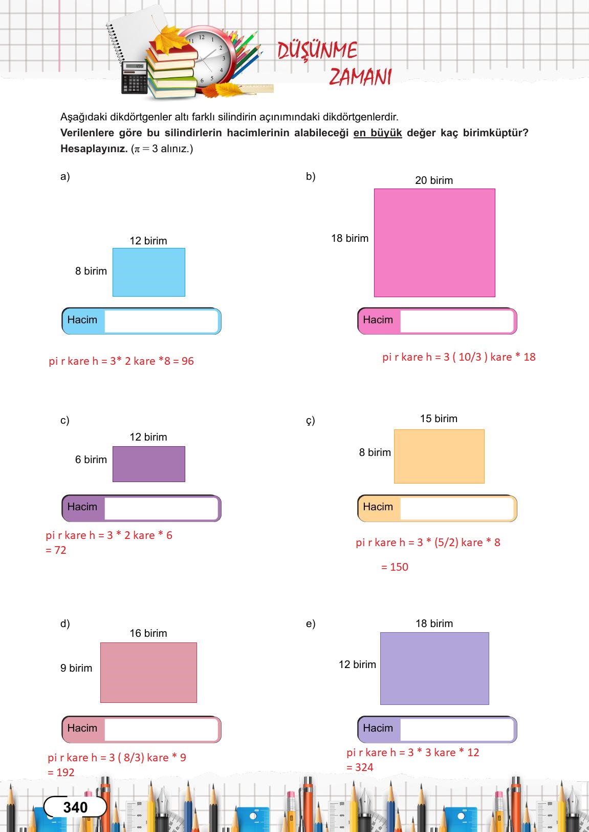 8. Sınıf Meb Yayınları Matematik Ders Kitabı Sayfa 340 Cevapları 8. Sınıf Meb Yayınları Matematik Ders Kitabı Sayfa 340 Cevapları