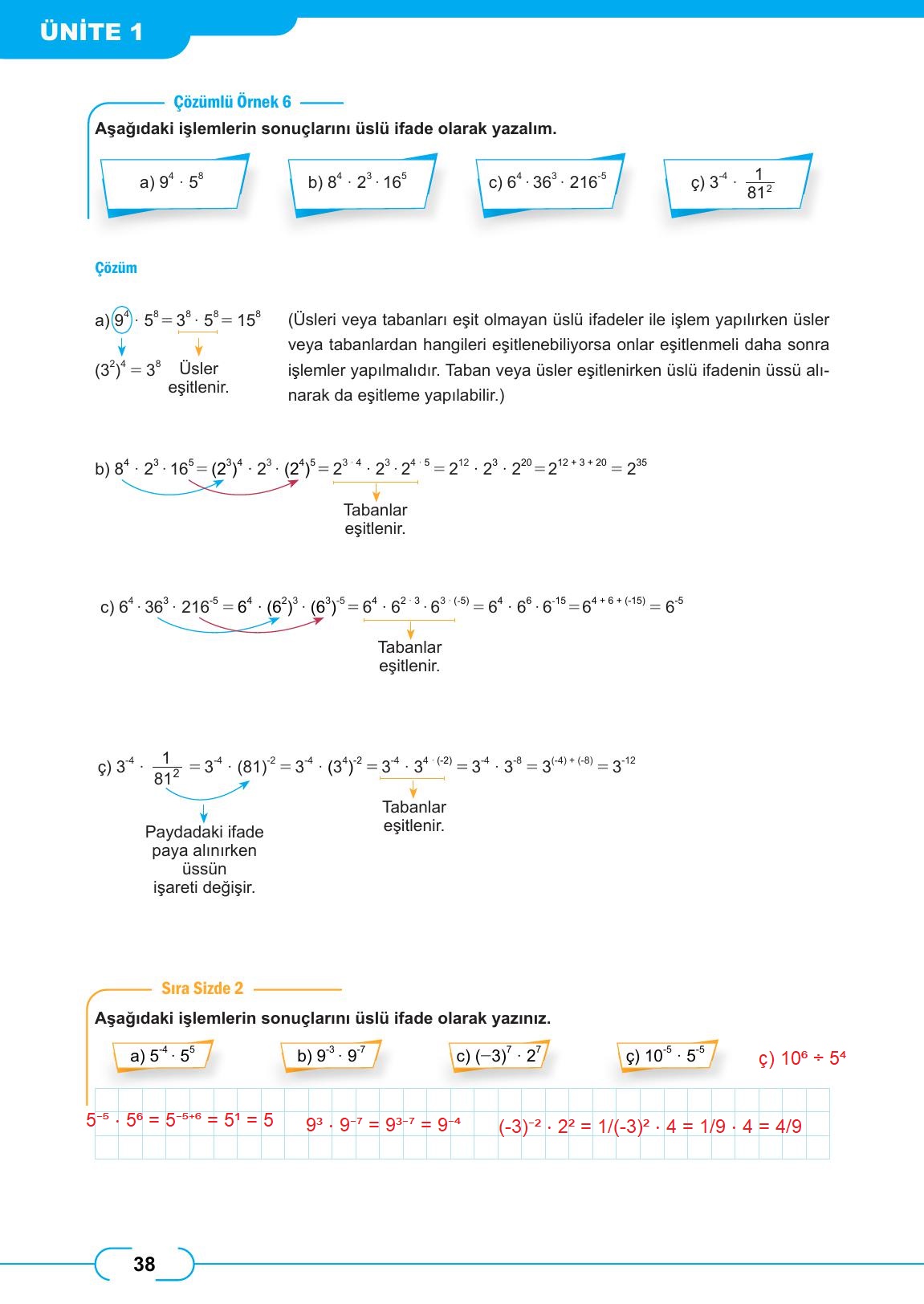 8. Sınıf Meb Yayınları Matematik Ders Kitabı Sayfa 38 Cevapları