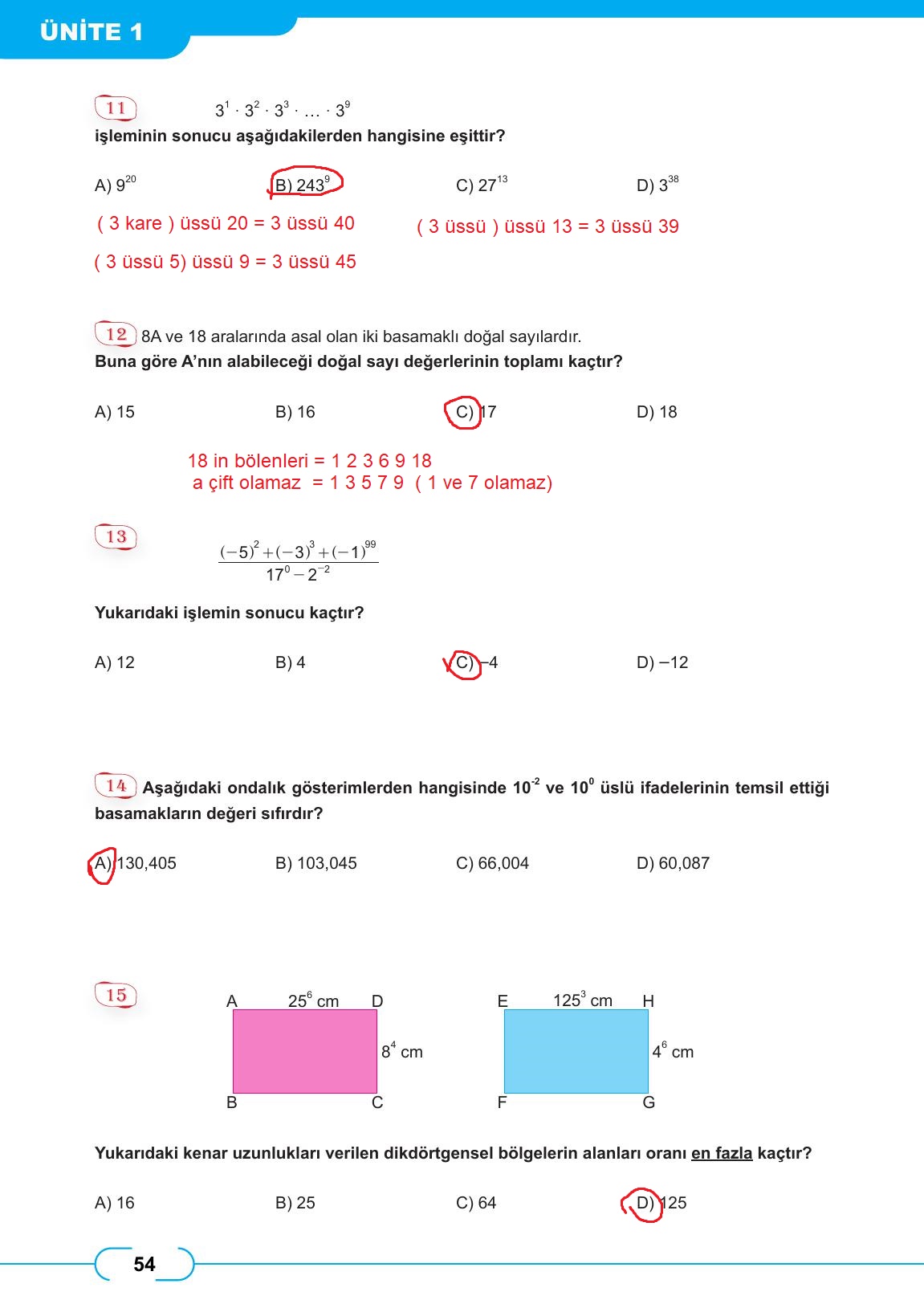 8. Sınıf Meb Yayınları Matematik Ders Kitabı Sayfa 54 Cevapları