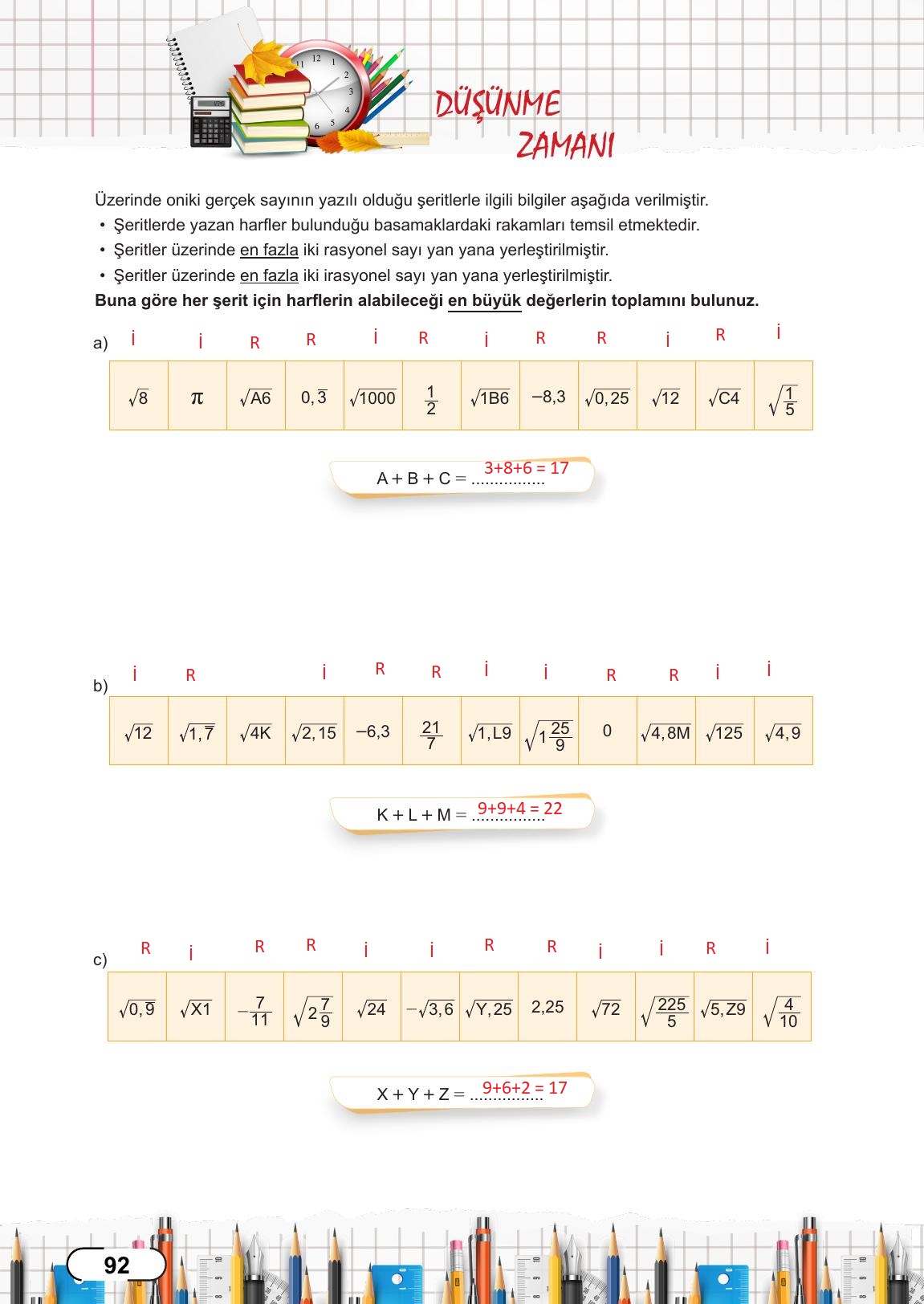 8. Sınıf Meb Yayınları Matematik Ders Kitabı Sayfa 92 Cevapları