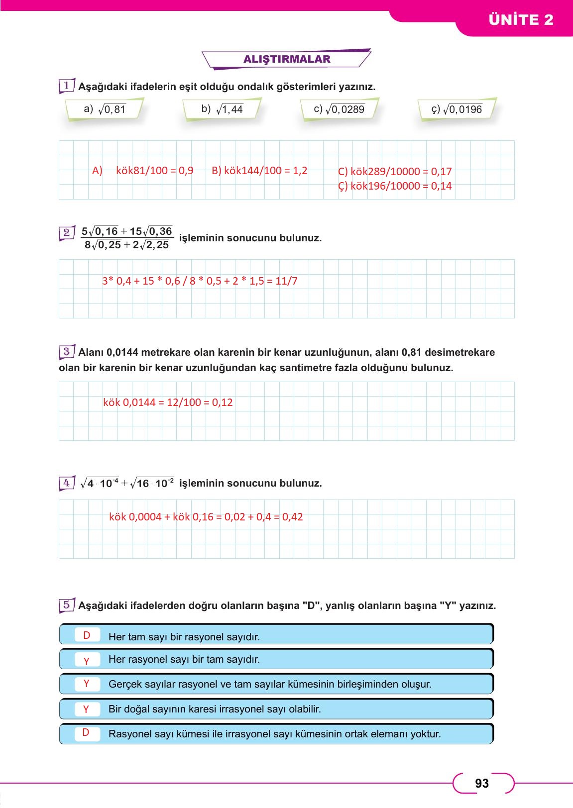 8. Sınıf Meb Yayınları Matematik Ders Kitabı Sayfa 93 Cevapları 8. Sınıf Meb Yayınları Matematik Ders Kitabı Sayfa 93 Cevapları