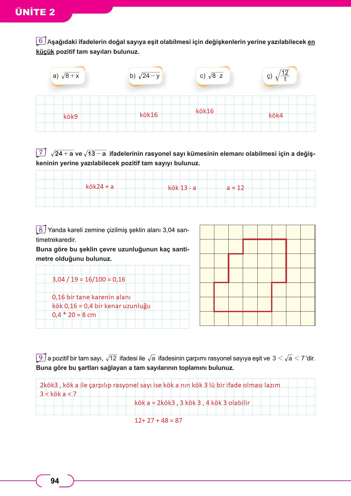 8. Sınıf Meb Yayınları Matematik Ders Kitabı Sayfa 94 Cevapları 8. Sınıf Meb Yayınları Matematik Ders Kitabı Sayfa 94 Cevapları