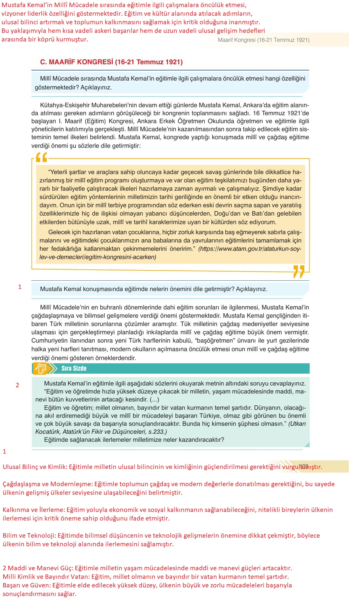 8. Sınıf Sek Yayınları İnkılap Tarihi Ve Atatürkçülük Ders Kitabı Sayfa 103 Cevapları 8. Sınıf Sek Yayınları İnkılap Tarihi Ve Atatürkçülük Ders Kitabı Sayfa 103 Cevapları