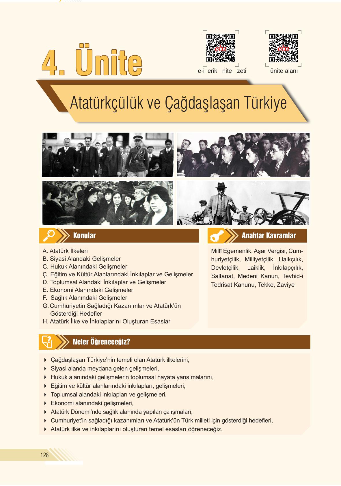 8. Sınıf Sek Yayınları İnkılap Tarihi Ve Atatürkçülük Ders Kitabı Sayfa 128 Cevapları