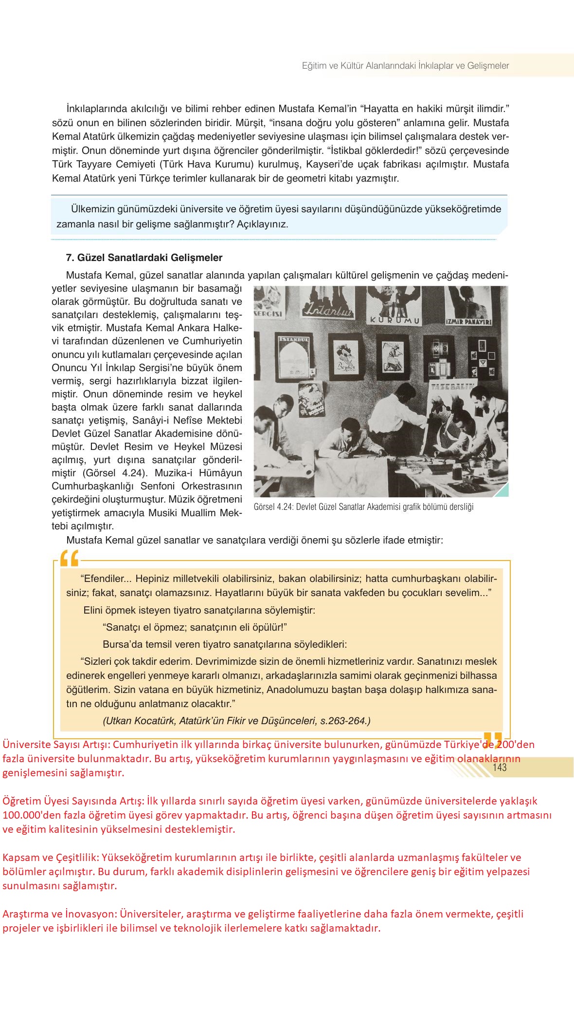 8. Sınıf Sek Yayınları İnkılap Tarihi Ve Atatürkçülük Ders Kitabı Sayfa 143 Cevapları