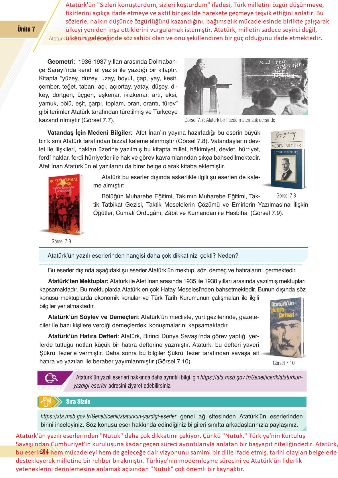 8. Sınıf Sek Yayınları İnkılap Tarihi Ve Atatürkçülük Ders Kitabı Sayfa 204 Cevapları