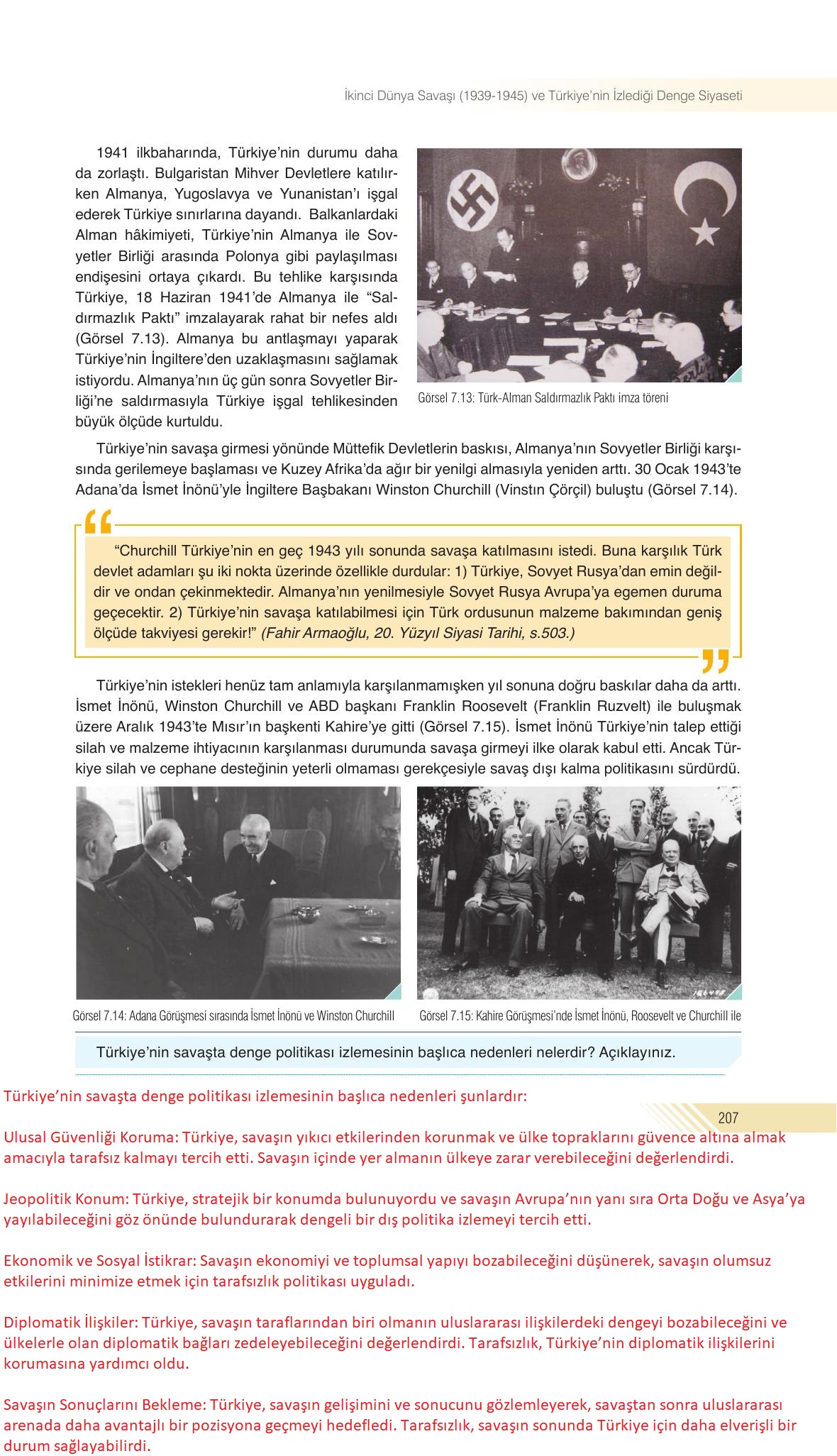 8. Sınıf Sek Yayınları İnkılap Tarihi Ve Atatürkçülük Ders Kitabı Sayfa 207 Cevapları