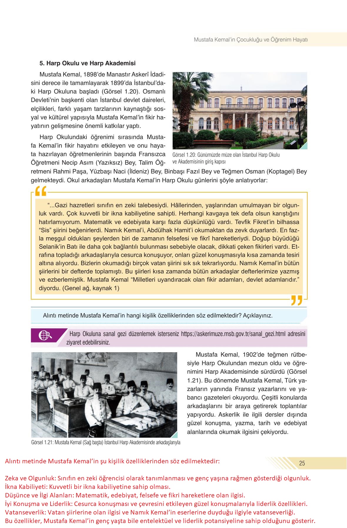 8. Sınıf Sek Yayınları İnkılap Tarihi Ve Atatürkçülük Ders Kitabı Sayfa 25 Cevapları