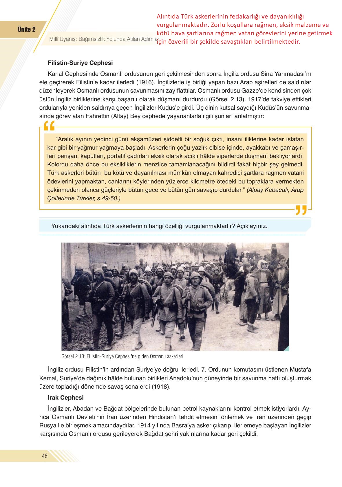 8. Sınıf Sek Yayınları İnkılap Tarihi Ve Atatürkçülük Ders Kitabı Sayfa 46 Cevapları