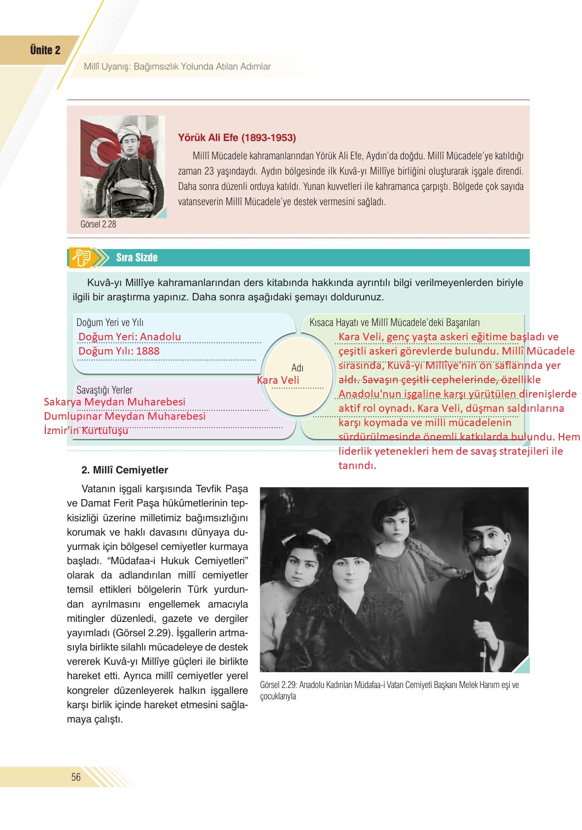 8. Sınıf Sek Yayınları İnkılap Tarihi Ve Atatürkçülük Ders Kitabı Sayfa 56 Cevapları