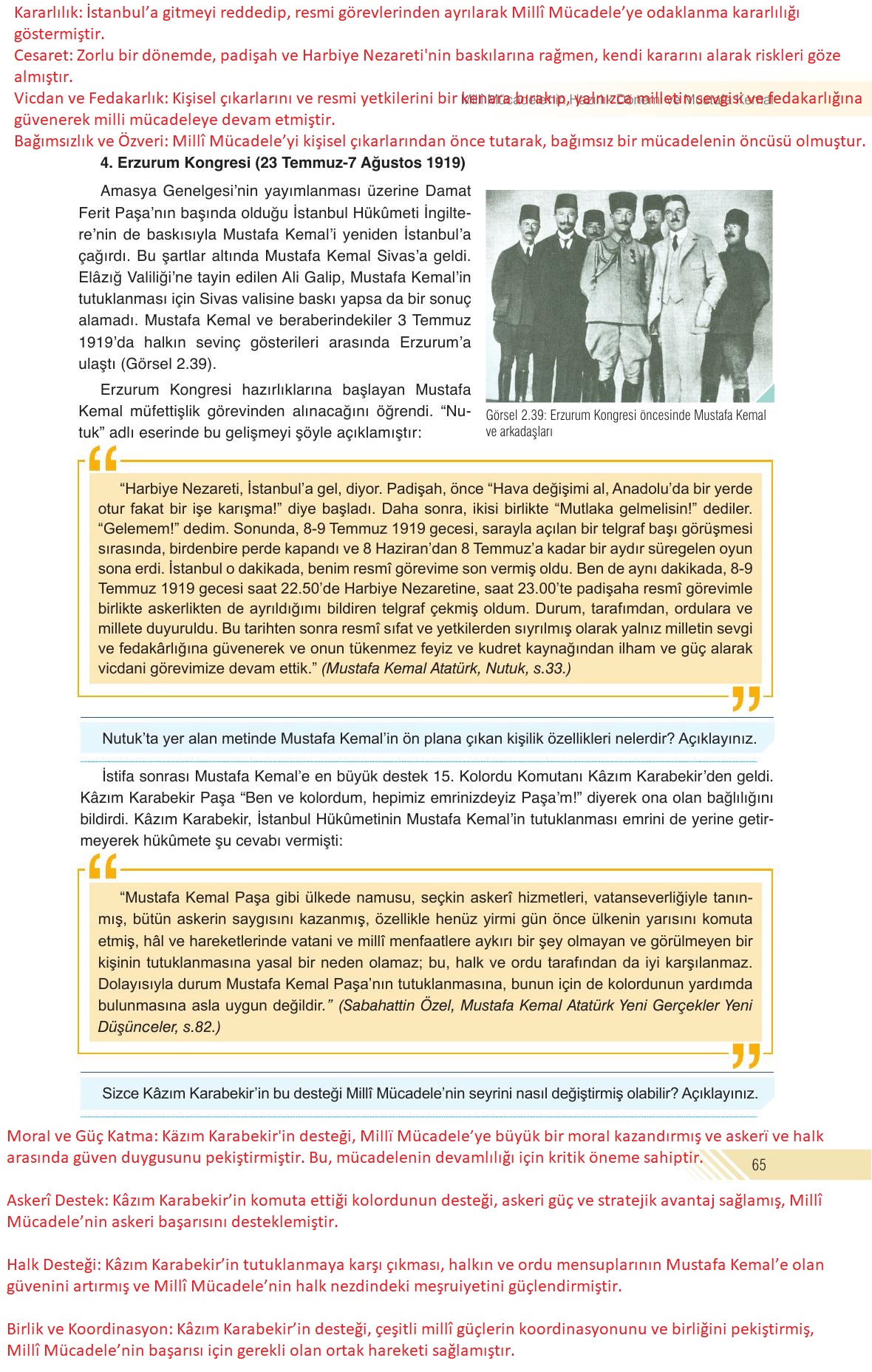 8. Sınıf Sek Yayınları İnkılap Tarihi Ve Atatürkçülük Ders Kitabı Sayfa 65 Cevapları 8. Sınıf Sek Yayınları İnkılap Tarihi Ve Atatürkçülük Ders Kitabı Sayfa 65 Cevapları