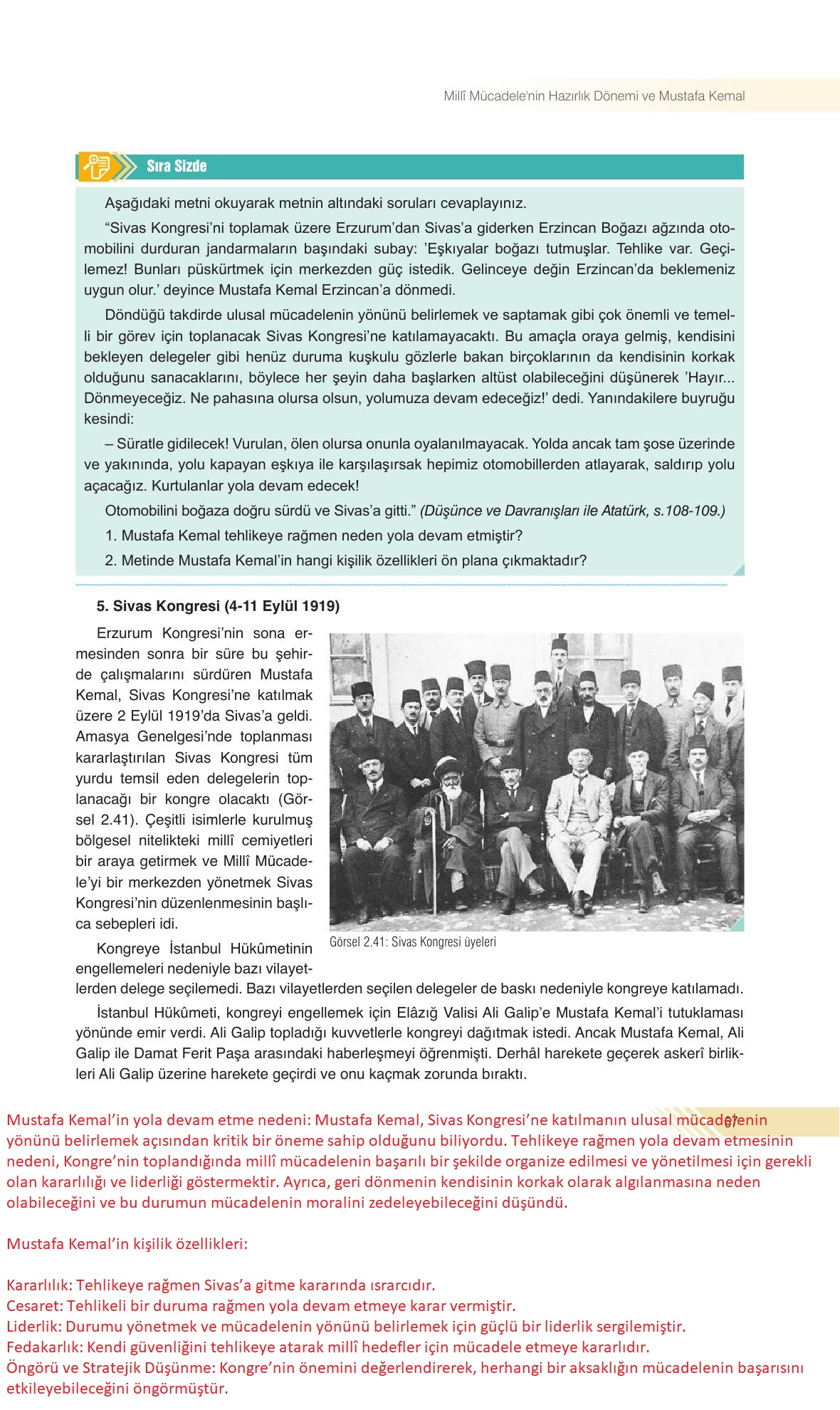 8. Sınıf Sek Yayınları İnkılap Tarihi Ve Atatürkçülük Ders Kitabı Sayfa 67 Cevapları