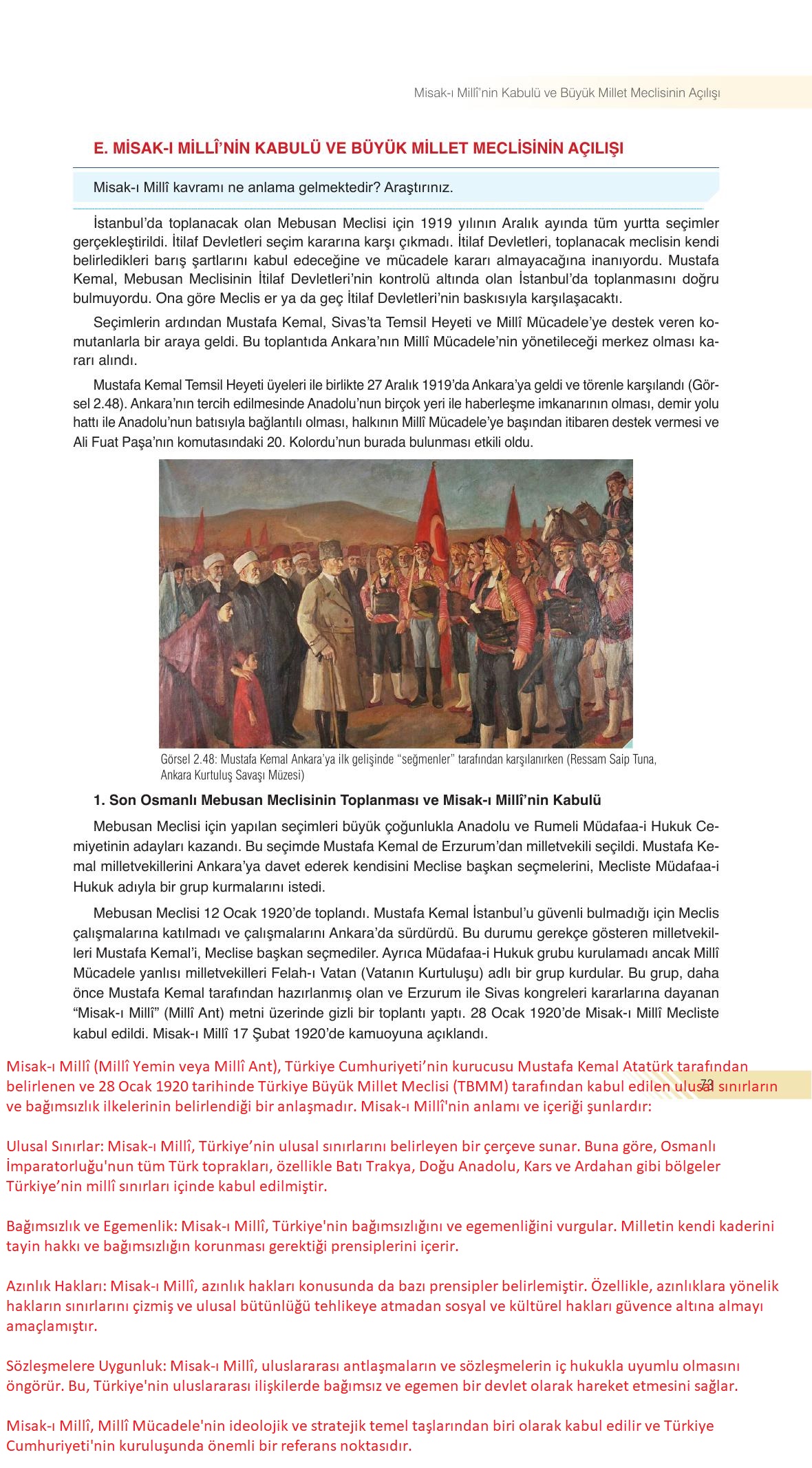 8. Sınıf Sek Yayınları İnkılap Tarihi Ve Atatürkçülük Ders Kitabı Sayfa 73 Cevapları