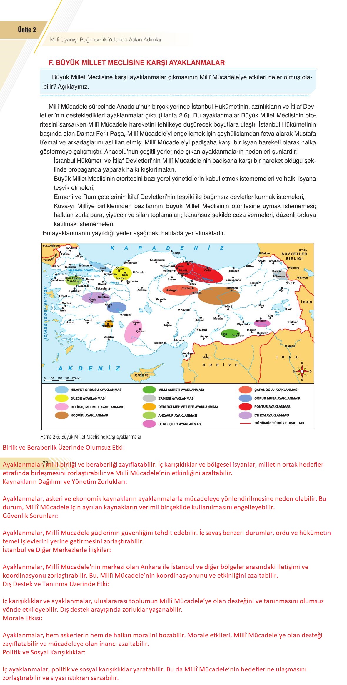 8. Sınıf Sek Yayınları İnkılap Tarihi Ve Atatürkçülük Ders Kitabı Sayfa 78 Cevapları