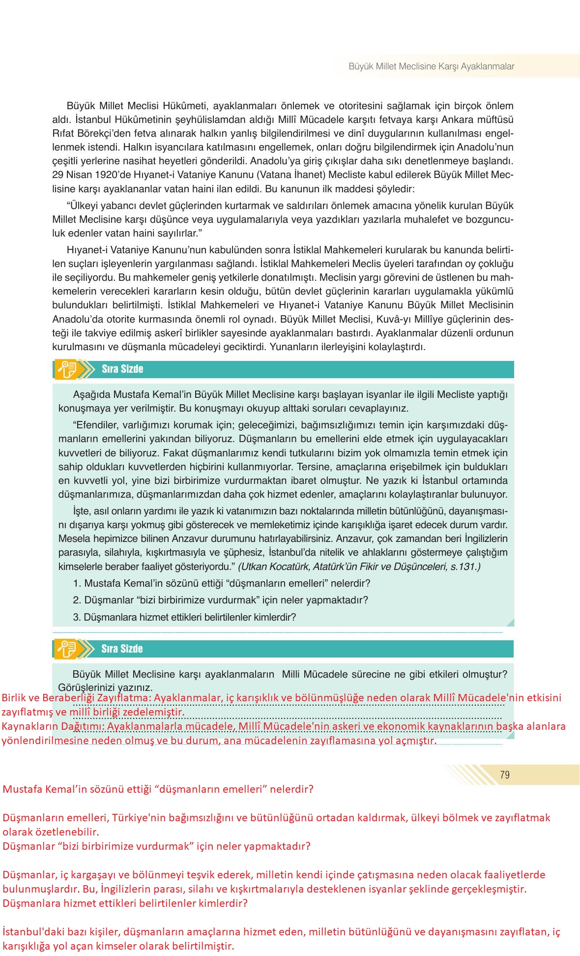 8. Sınıf Sek Yayınları İnkılap Tarihi Ve Atatürkçülük Ders Kitabı Sayfa 79 Cevapları 8. Sınıf Sek Yayınları İnkılap Tarihi Ve Atatürkçülük Ders Kitabı Sayfa 79 Cevapları