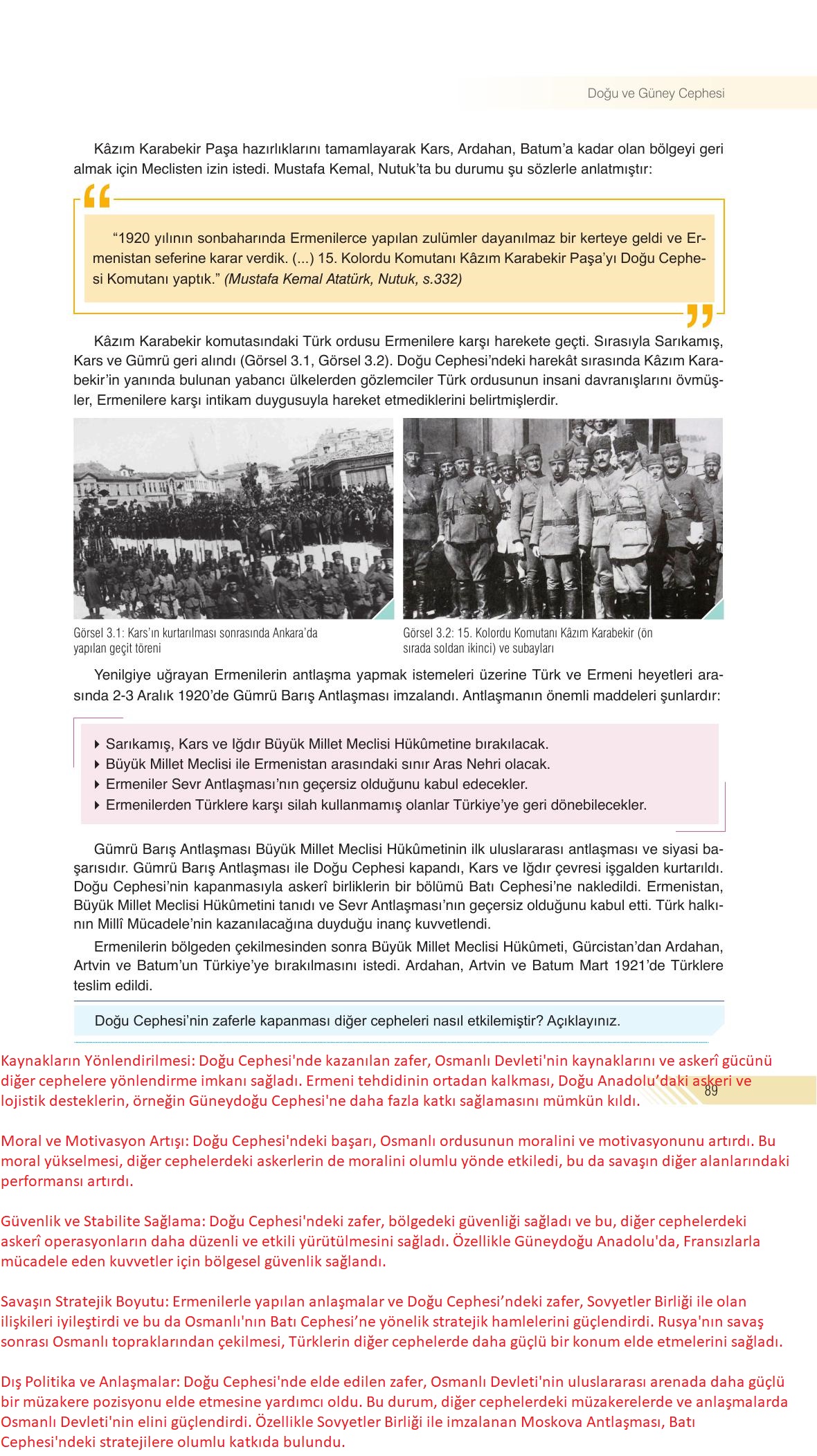 8. Sınıf Sek Yayınları İnkılap Tarihi Ve Atatürkçülük Ders Kitabı Sayfa 89 Cevapları