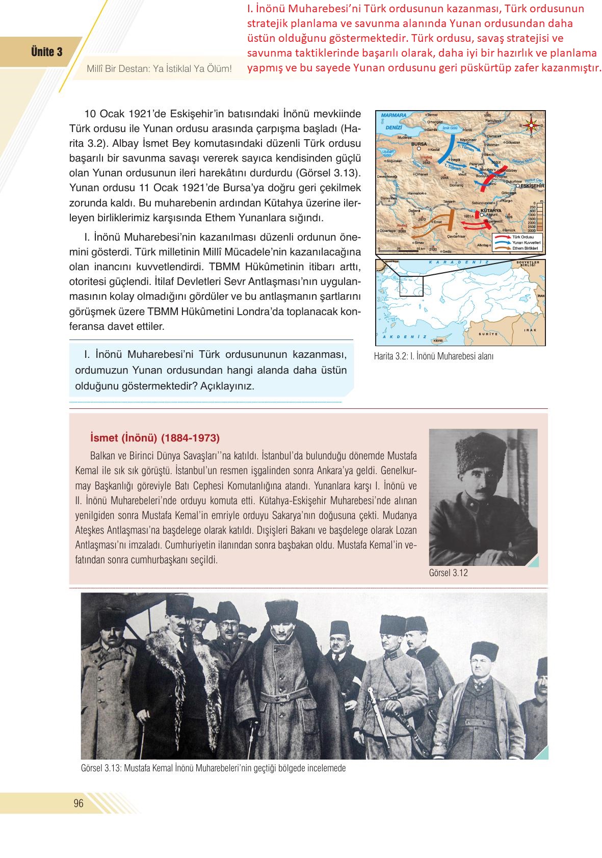 8. Sınıf Sek Yayınları İnkılap Tarihi Ve Atatürkçülük Ders Kitabı Sayfa 96 Cevapları