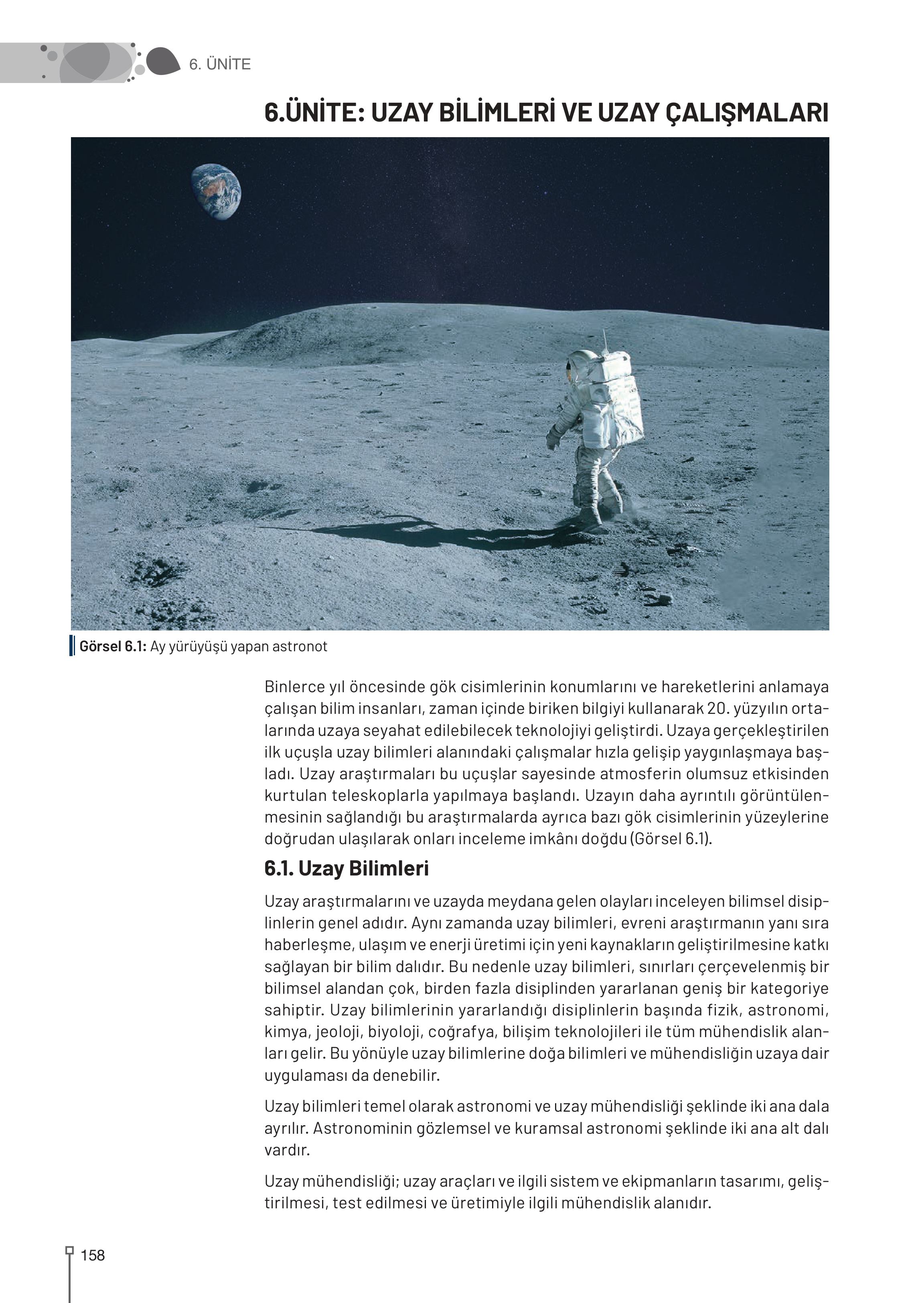 9-10-11-12. Sınıf Meb Yayınları Astronomi Ve Uzay Bilimleri Ders Kitabı Sayfa 158 Cevapları