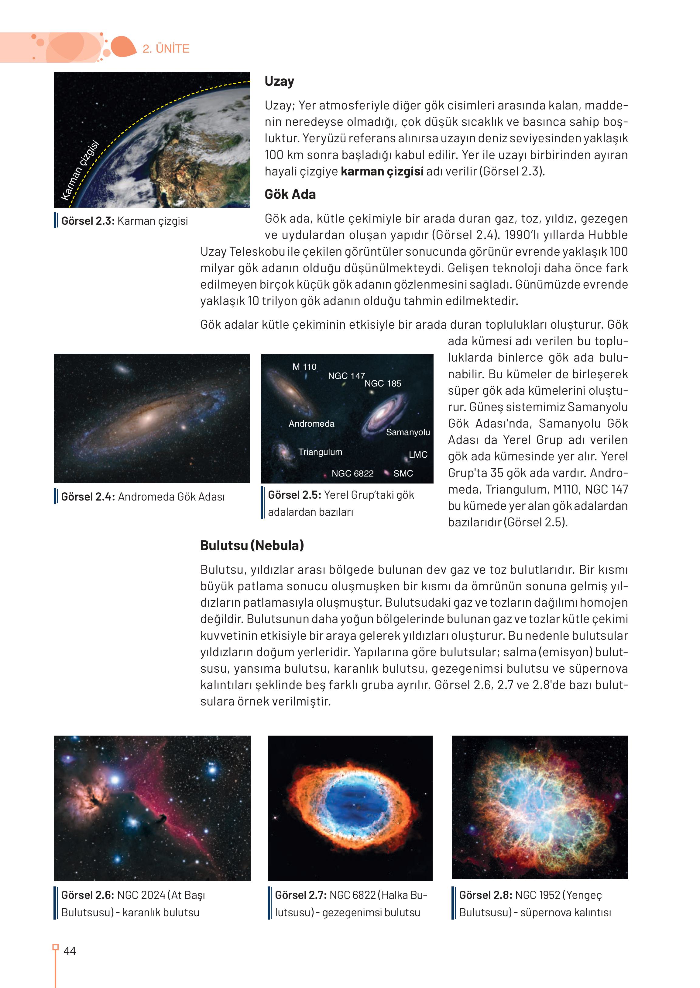 9-10-11-12. Sınıf Meb Yayınları Astronomi Ve Uzay Bilimleri Ders Kitabı Sayfa 44 Cevapları