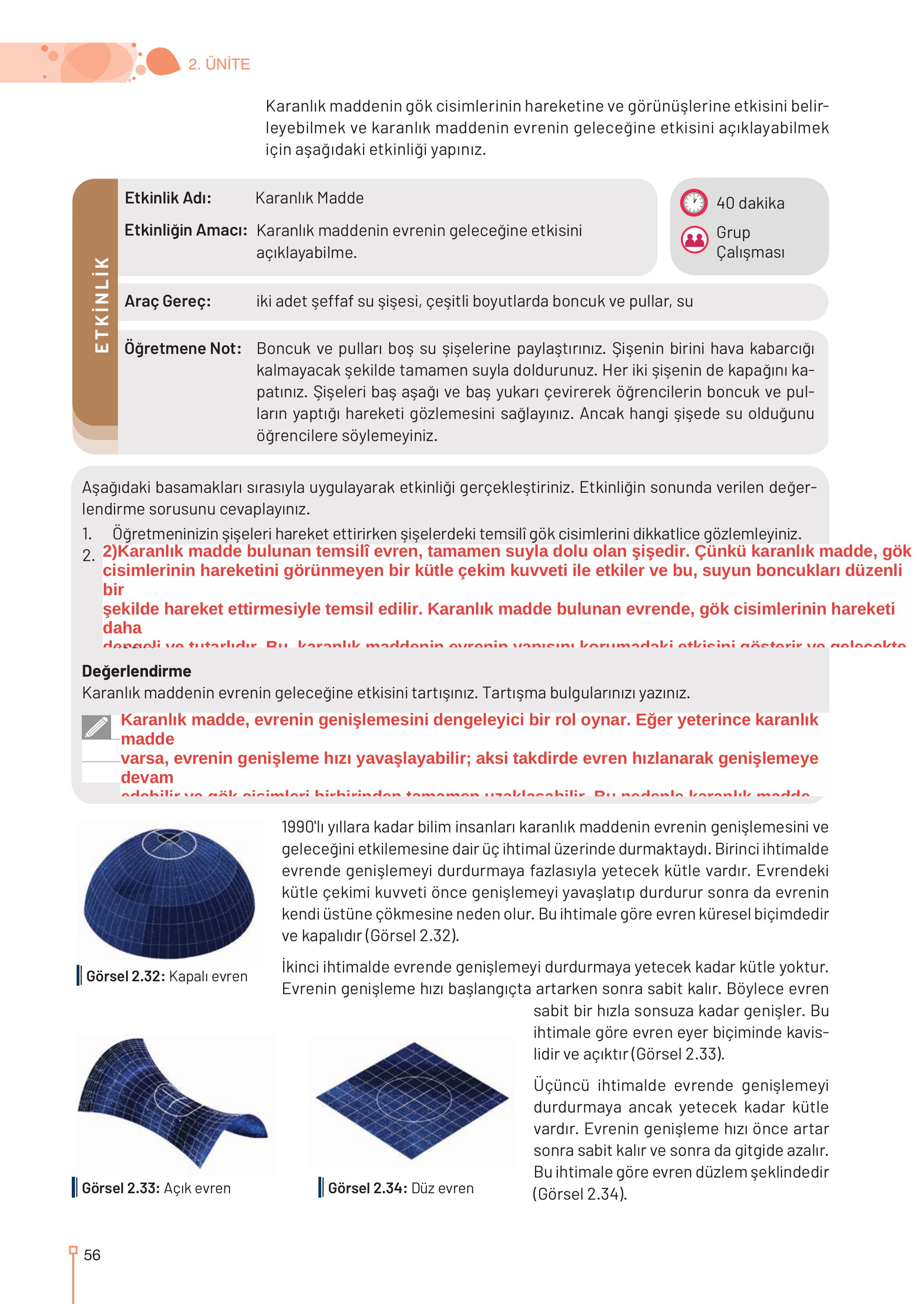 9-10-11-12. Sınıf Meb Yayınları Astronomi Ve Uzay Bilimleri Ders Kitabı Sayfa 56 Cevapları