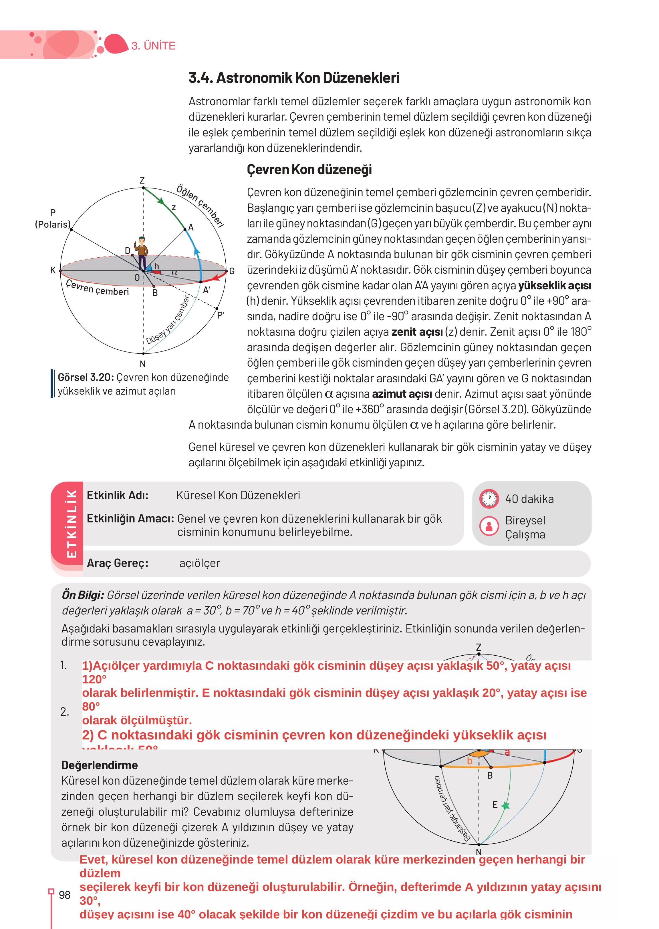 9-10-11-12. Sınıf Meb Yayınları Astronomi Ve Uzay Bilimleri Ders Kitabı Sayfa 98 Cevapları 9-10-11-12. Sınıf Meb Yayınları Astronomi Ve Uzay Bilimleri Ders Kitabı Sayfa 98 Cevapları