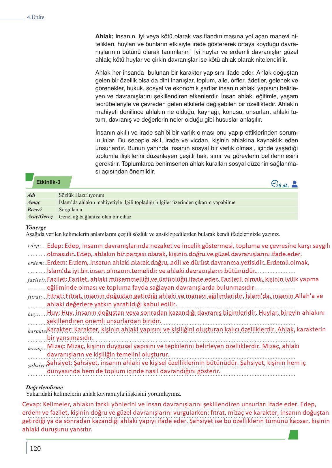9. Sınıf Meb Yayınları Din Kültürü Ve Ahlak Bilgisi Ders Kitabı Sayfa 120 Cevapları 9. Sınıf Meb Yayınları Din Kültürü Ve Ahlak Bilgisi Ders Kitabı Sayfa 120 Cevapları