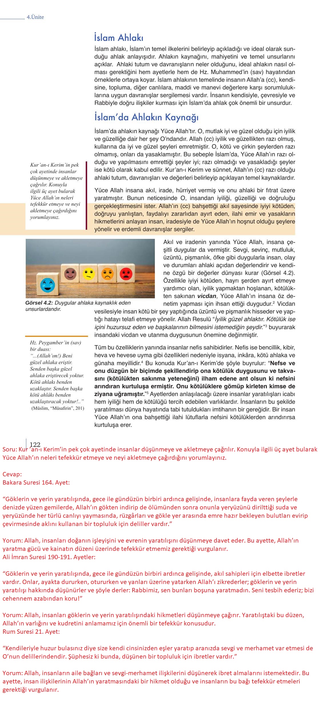 9. Sınıf Meb Yayınları Din Kültürü Ve Ahlak Bilgisi Ders Kitabı Sayfa 122 Cevapları