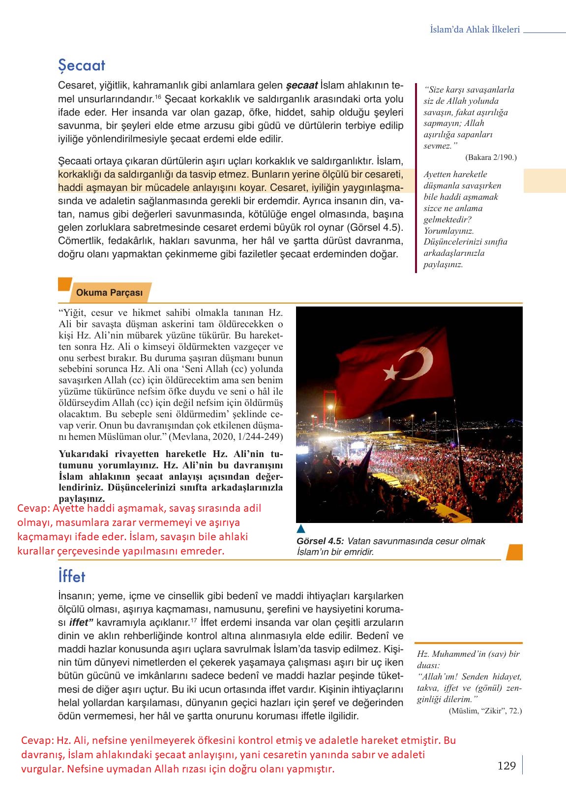 9. Sınıf Meb Yayınları Din Kültürü Ve Ahlak Bilgisi Ders Kitabı Sayfa 129 Cevapları