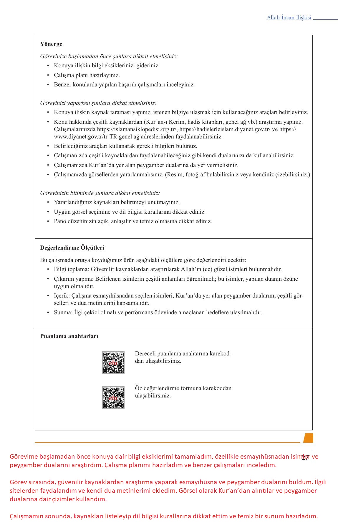 9. Sınıf Meb Yayınları Din Kültürü Ve Ahlak Bilgisi Ders Kitabı Sayfa 27 Cevapları
