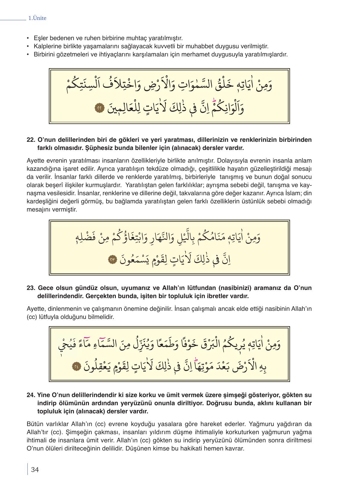 9. Sınıf Meb Yayınları Din Kültürü Ve Ahlak Bilgisi Ders Kitabı Sayfa 34 Cevapları
