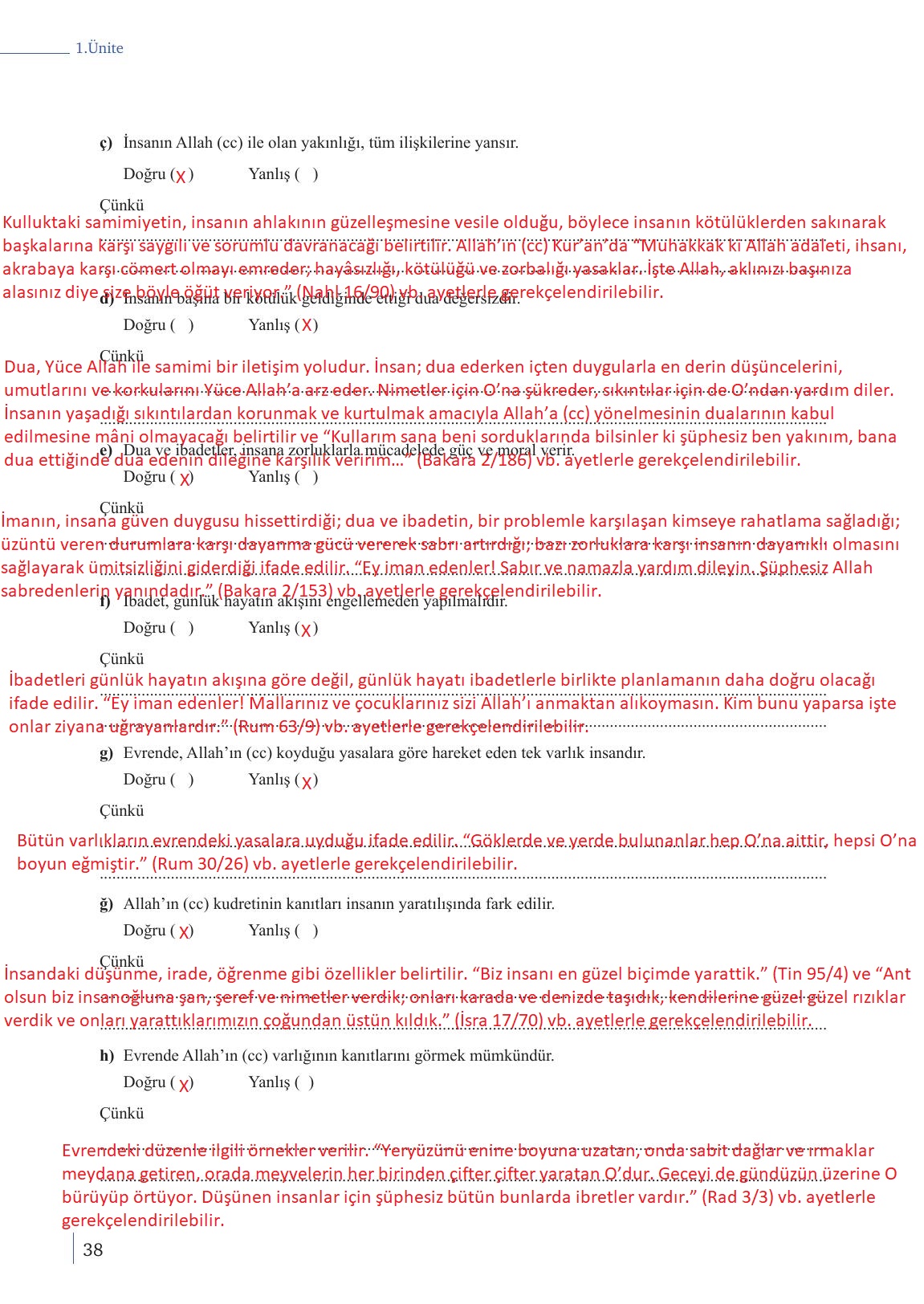9. Sınıf Meb Yayınları Din Kültürü Ve Ahlak Bilgisi Ders Kitabı Sayfa 38 Cevapları