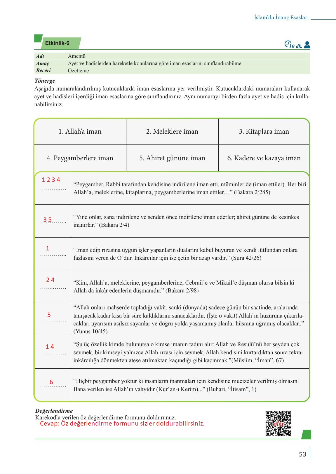 9. Sınıf Meb Yayınları Din Kültürü Ve Ahlak Bilgisi Ders Kitabı Sayfa 53 Cevapları 9. Sınıf Meb Yayınları Din Kültürü Ve Ahlak Bilgisi Ders Kitabı Sayfa 53 Cevapları