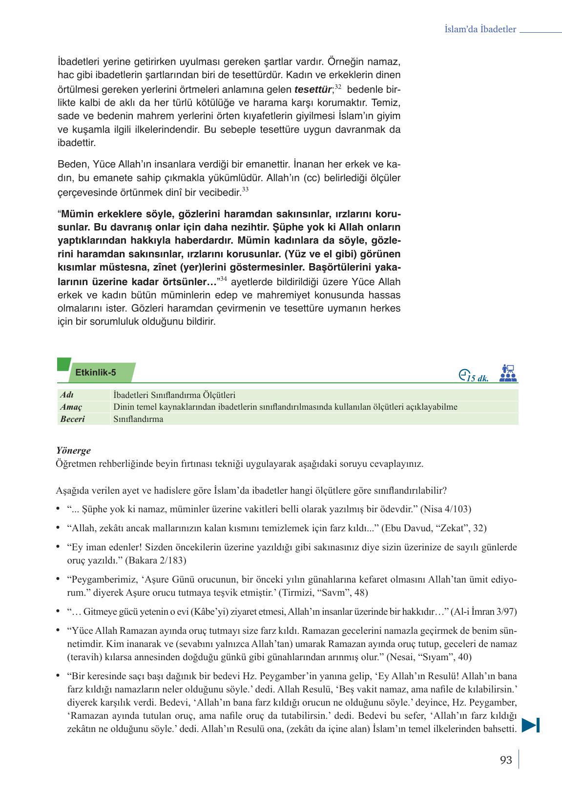 9. Sınıf Meb Yayınları Din Kültürü Ve Ahlak Bilgisi Ders Kitabı Sayfa 93 Cevapları 9. Sınıf Meb Yayınları Din Kültürü Ve Ahlak Bilgisi Ders Kitabı Sayfa 93 Cevapları
