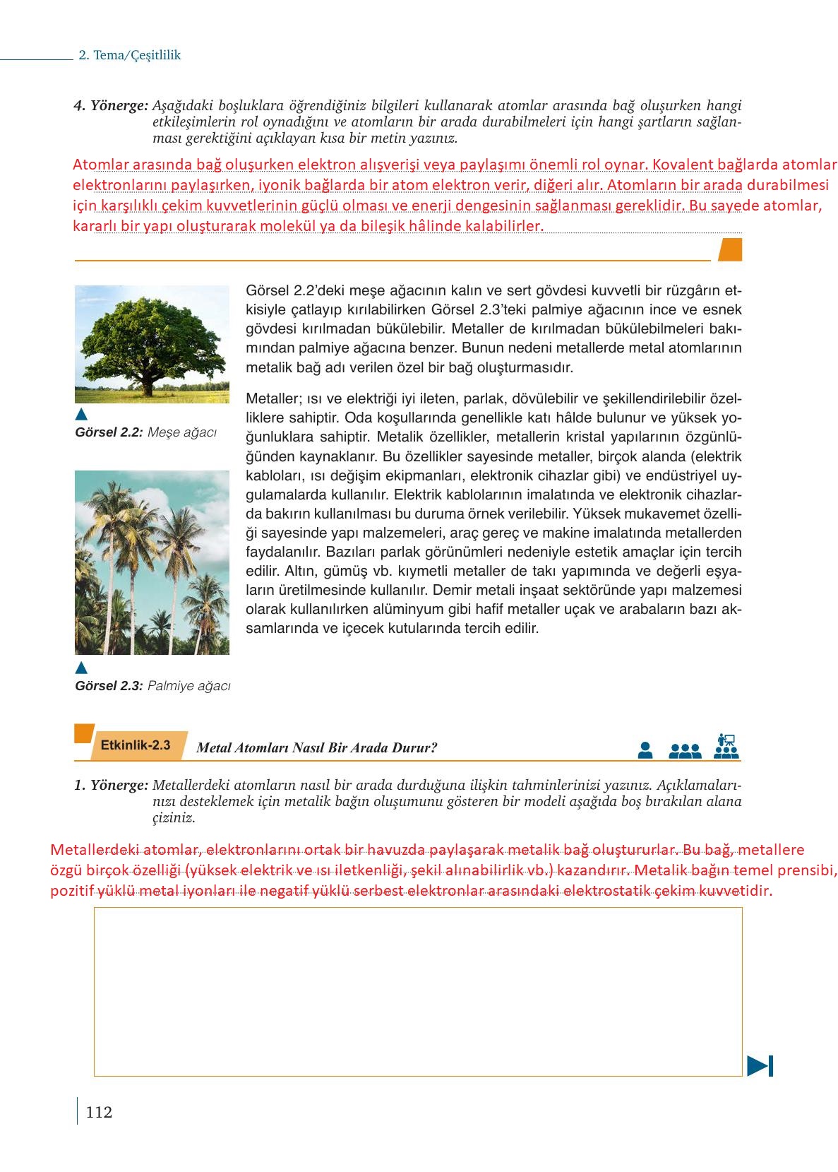 9. Sınıf Meb Yayınları Kimya Ders Kitabı Sayfa 112 Cevapları 9. Sınıf Meb Yayınları Kimya Ders Kitabı Sayfa 112 Cevapları