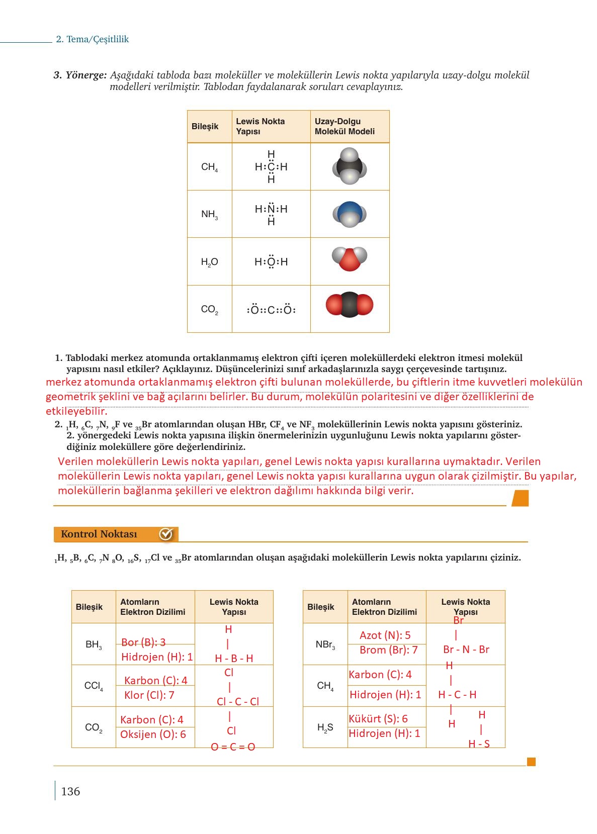 9. Sınıf Meb Yayınları Kimya Ders Kitabı Sayfa 136 Cevapları 9. Sınıf Meb Yayınları Kimya Ders Kitabı Sayfa 136 Cevapları
