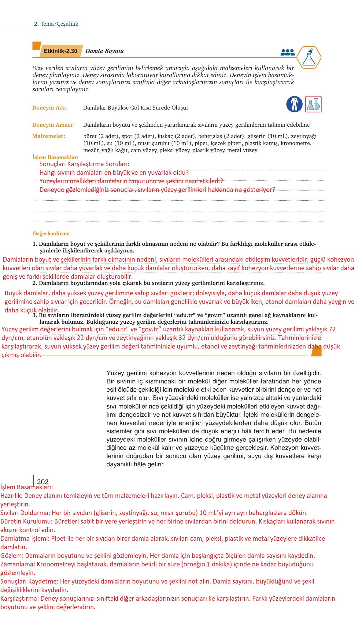 9. Sınıf Meb Yayınları Kimya Ders Kitabı Sayfa 202 Cevapları 9. Sınıf Meb Yayınları Kimya Ders Kitabı Sayfa 202 Cevapları
