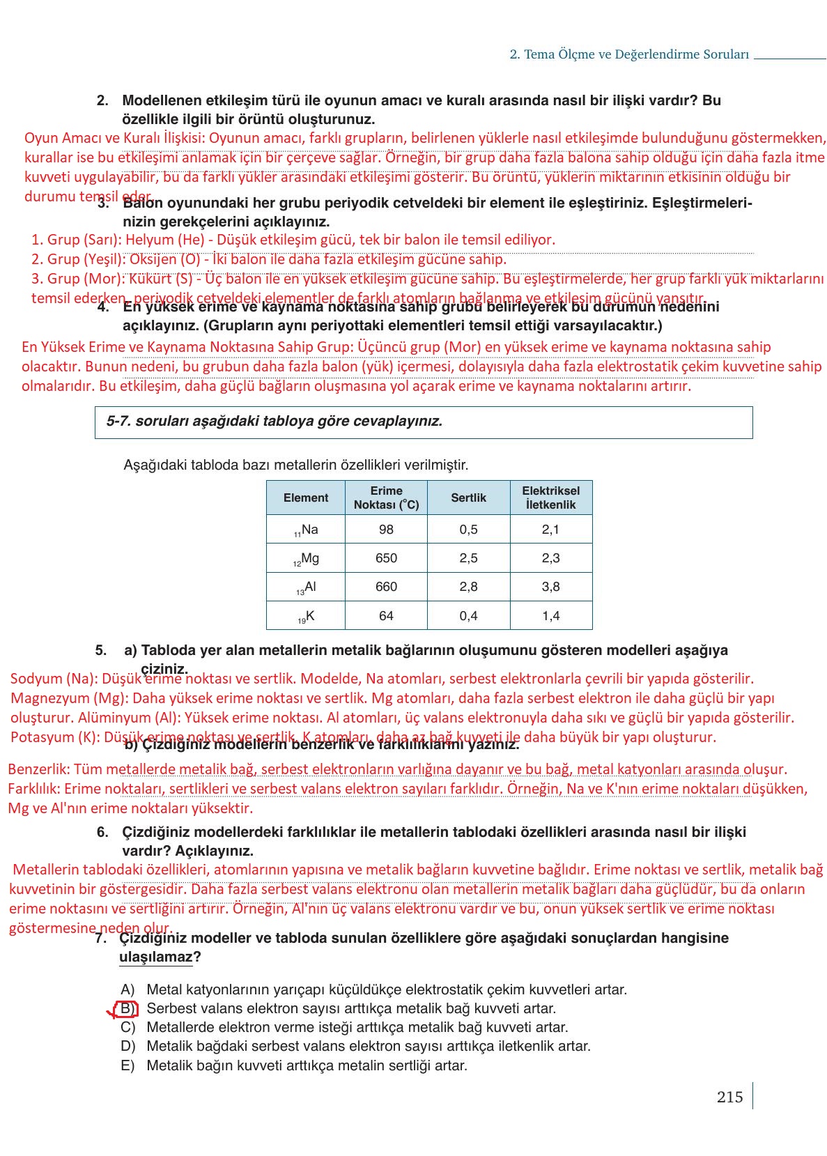 9. Sınıf Meb Yayınları Kimya Ders Kitabı Sayfa 215 Cevapları 9. Sınıf Meb Yayınları Kimya Ders Kitabı Sayfa 215 Cevapları