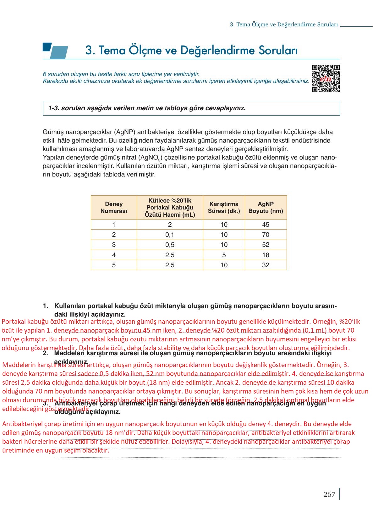 9. Sınıf Meb Yayınları Kimya Ders Kitabı Sayfa 267 Cevapları