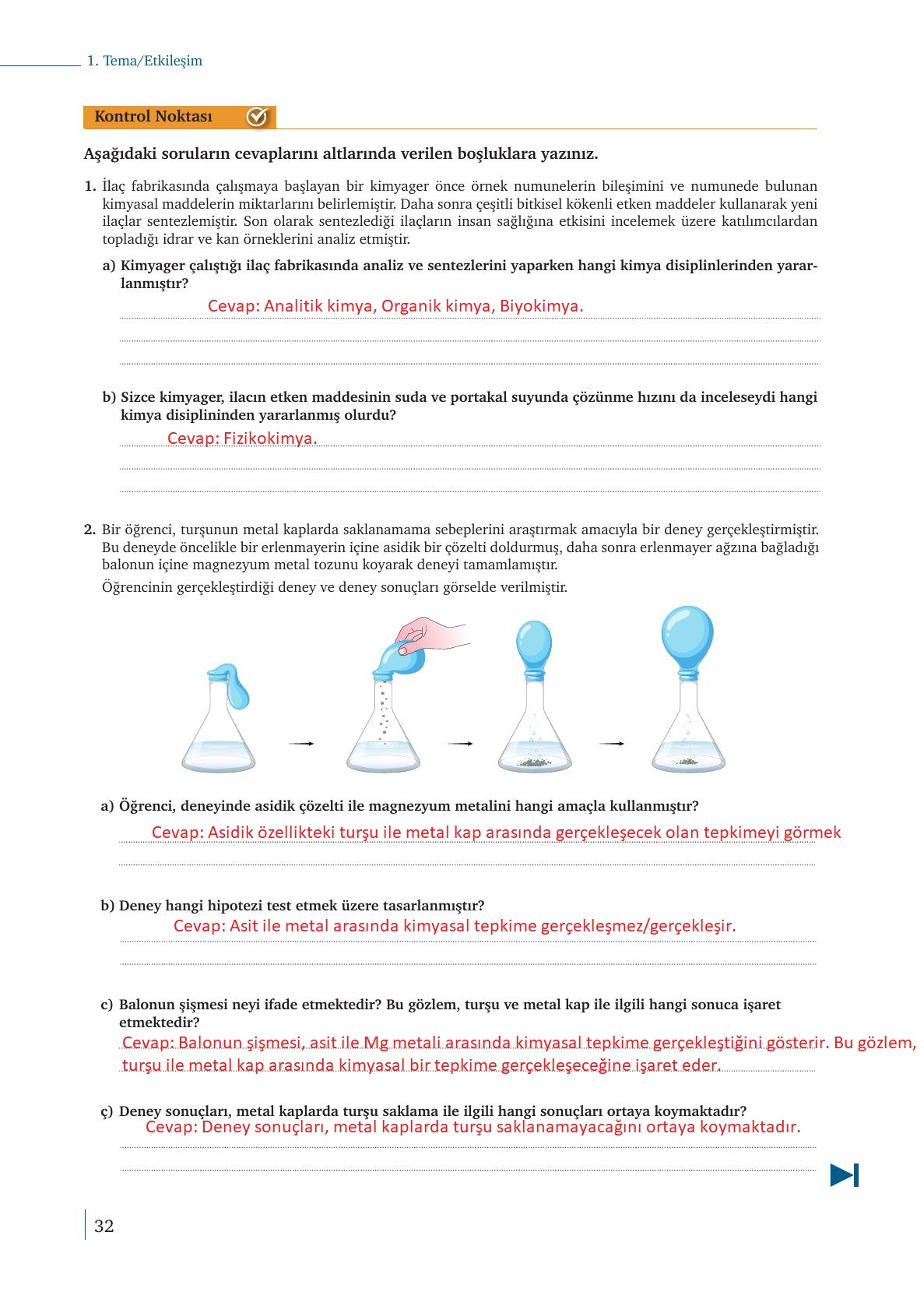 9. Sınıf Meb Yayınları Kimya Ders Kitabı Sayfa 32 Cevapları 9. Sınıf Meb Yayınları Kimya Ders Kitabı Sayfa 32 Cevapları