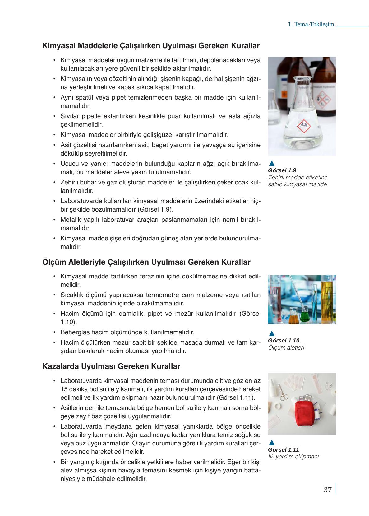 9. Sınıf Meb Yayınları Kimya Ders Kitabı Sayfa 37 Cevapları