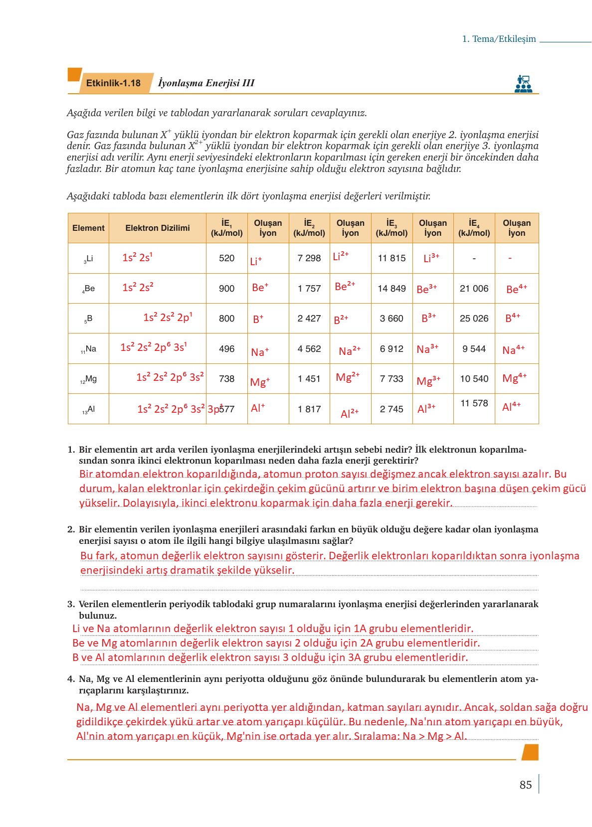9. Sınıf Meb Yayınları Kimya Ders Kitabı Sayfa 85 Cevapları 9. Sınıf Meb Yayınları Kimya Ders Kitabı Sayfa 85 Cevapları