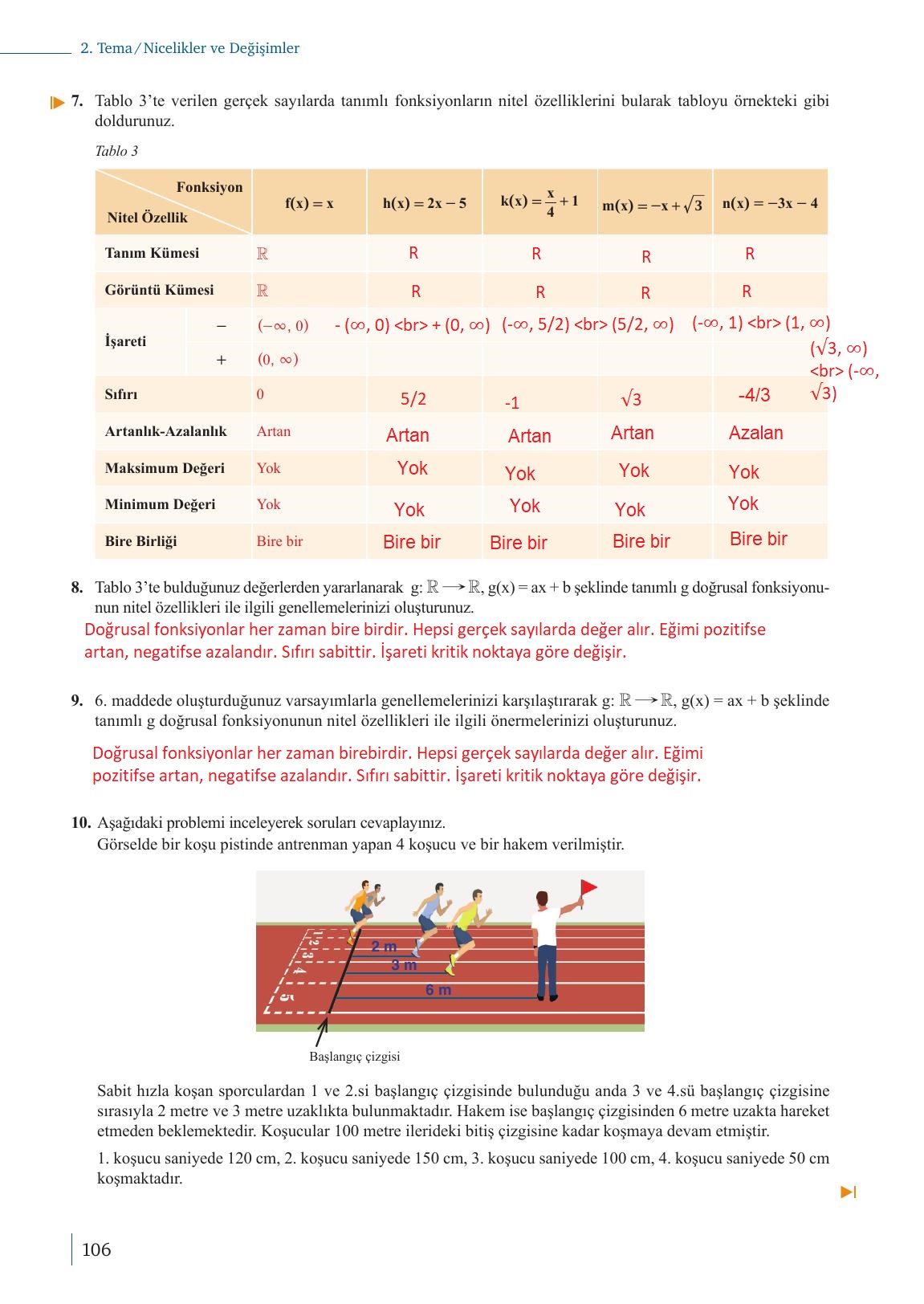 9. Sınıf Meb Yayınları Matematik Ders Kitabı 1. Kitap Sayfa 106 Cevapları