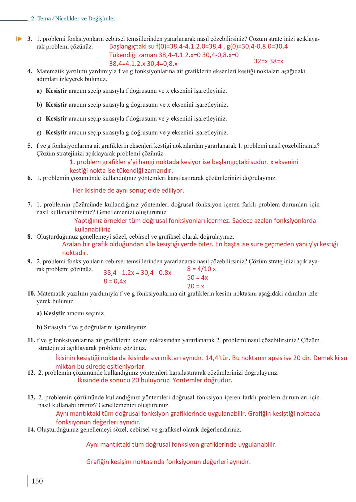 9. Sınıf Meb Yayınları Matematik Ders Kitabı 1. Kitap Sayfa 150 Cevapları