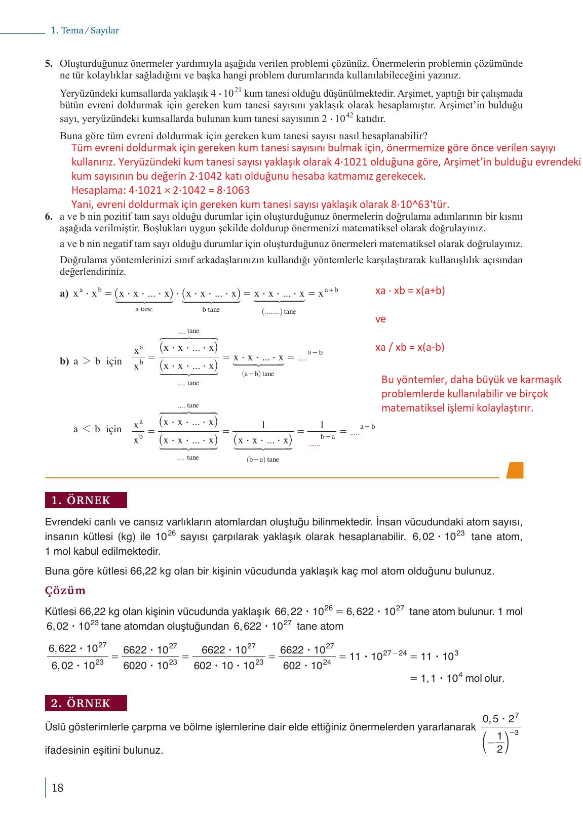 9. Sınıf Meb Yayınları Matematik Ders Kitabı 1. Kitap Sayfa 18 Cevapları