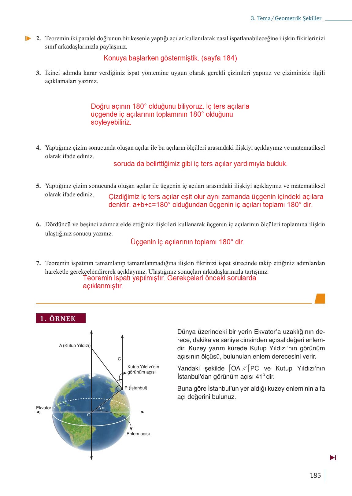 9. Sınıf Meb Yayınları Matematik Ders Kitabı 1. Kitap Sayfa 185 Cevapları