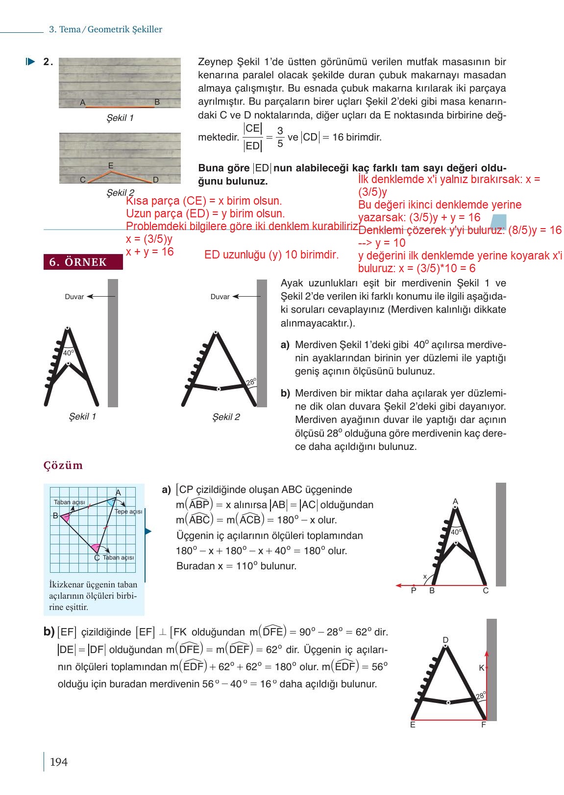 9. Sınıf Meb Yayınları Matematik Ders Kitabı 1. Kitap Sayfa 194 Cevapları